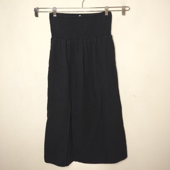 Soma Maxi Skirt Black Gauzy Cotton Front Slit - Picture 1 of 7